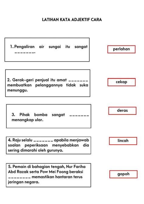 Lembaran Kerja Kata Adjektif Tahun 2 Kata Adjektif Tahun 1 Porn Sex