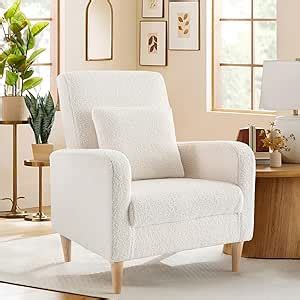 Amazon COLAMY Modern Sherpa Accent Chair Armchair With Pillow