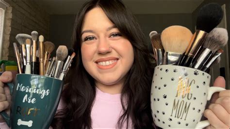 Asmr Makeup Brush Triggers Face Brushing Mic Brushing Tapping Whisper Ramble Show And Tell