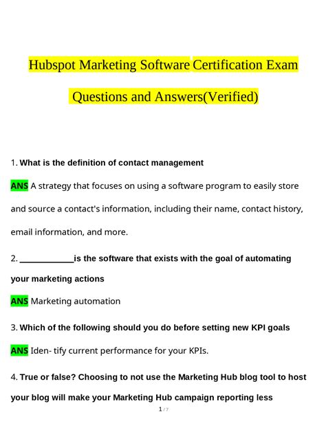 Hubspot Marketing Software Certification Exam tested questions(latest