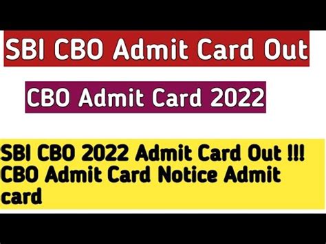 SBI CBO 2022 Exam Admit Card Out Admit Card Circle Based Officer