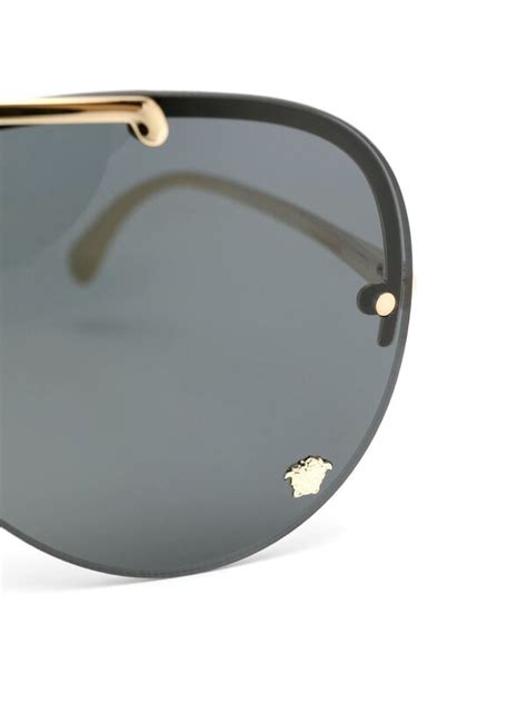 Versace Medusa Glam Pilot Frame Sunglasses Black Editorialist