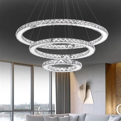 Aufun 72 W Moderne Cristal LED 3 Anneaux Design Lustre Créatif