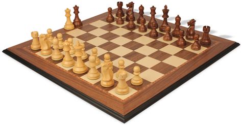 Fischer Spassky Commemorative Chess Set Golden Rosewood And Boxwood Pieces With Walnut And Maple