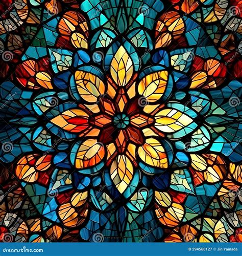 Colorful Stained Glass Window Background Seamless Pattern For Your