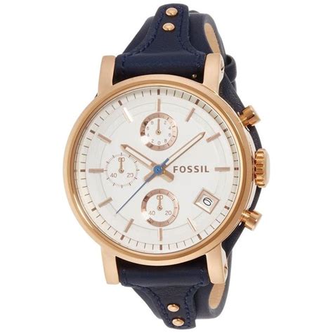 Shop Fossil Womens Original Boyfriend Chronograph Blue Leather Watch Free Shipping Today