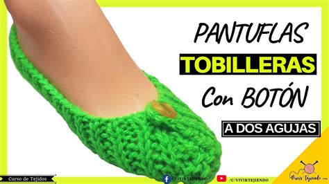 Tejiendo Pantuflas Tobillera con Botón a Dos Agujas Fácil