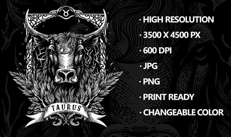 Taurus Zodiac Sign Vintage Zodiac Art Graphic By Tsr Artwork · Creative Fabrica