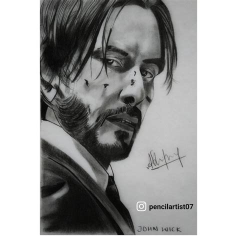 John Wick Pencil Sketch Drawing Drawing Skill