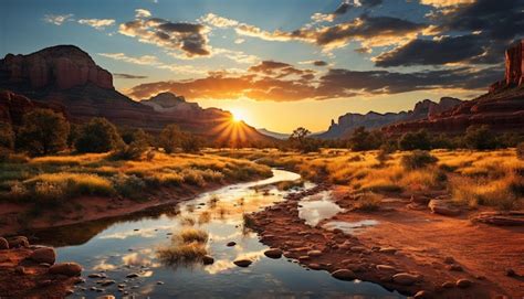 La Majestuosa Cordillera Refleja Una Tranquila Puesta De Sol En La