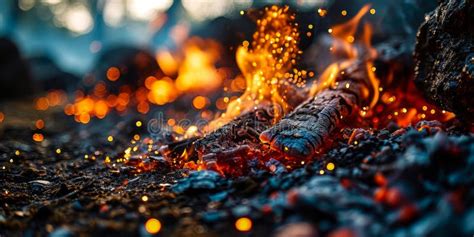 Glowing Embers And Vibrant Sparks Rising In The Dark A Mesmerizing