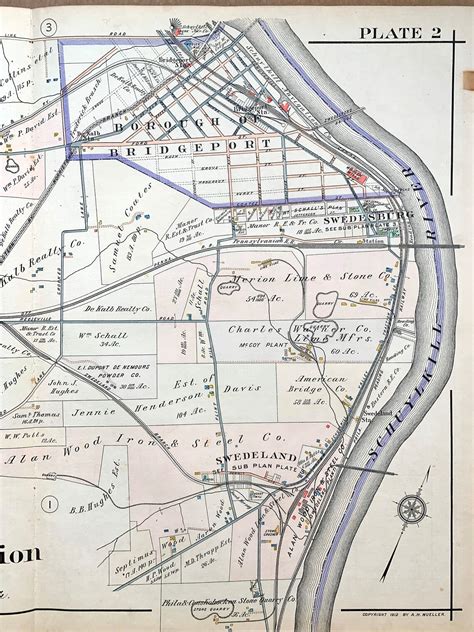 Upper Merion Township Map, Original 1912 Pennsylvania Main Line ...