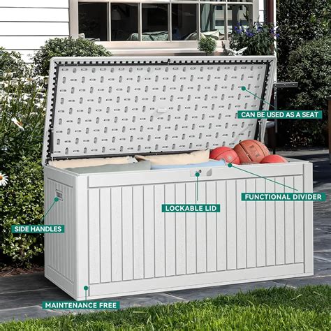 260 Gallon Extra Large Deck Box Double Wall Resin Outdoor Storage Box