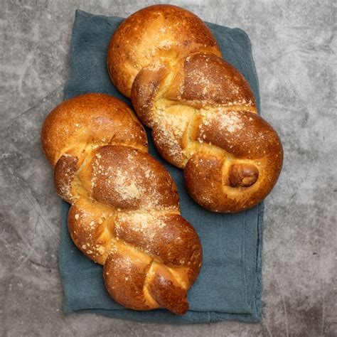 Premium Photo | Shabbat shalom challah bread on gray.