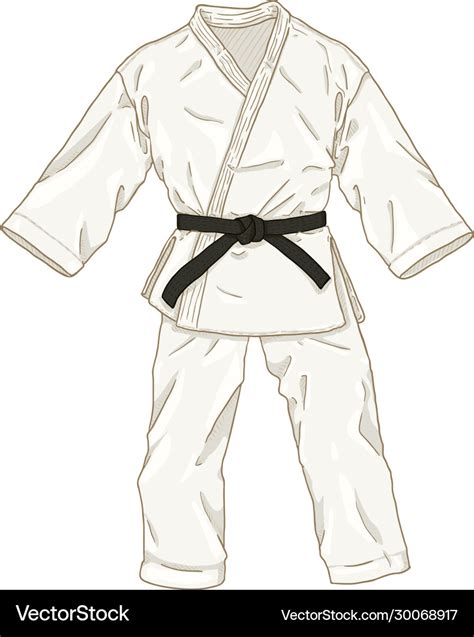 White karate kimono cartoon gi Royalty Free Vector Image