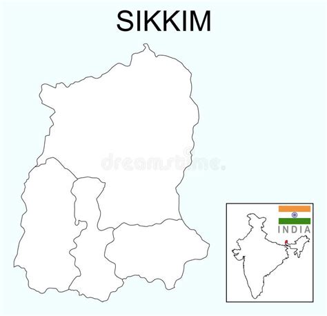 Sikkim Map. Highlight Sikkim Map on India Map with a Boundary Line ...