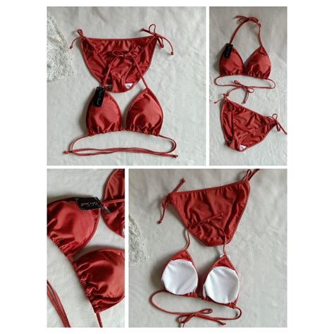 Jual Bk Warna Coklat Bata Bikini Pantai Segitiga Ikat Dengan