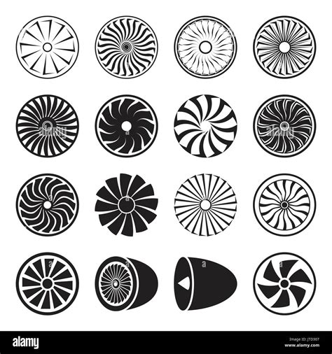 Turbine Icons Collection Of Black Symbols Isolated On A White