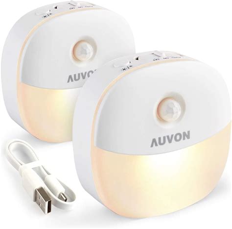 Auvon Night Light Usb Rechargeable Led Motion Sensor Light Removable Magnetic Strip Stick On