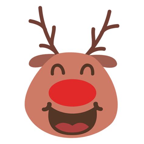 Laugh Reindeer Face Emoticon 55 PNG & SVG Design For T-Shirts