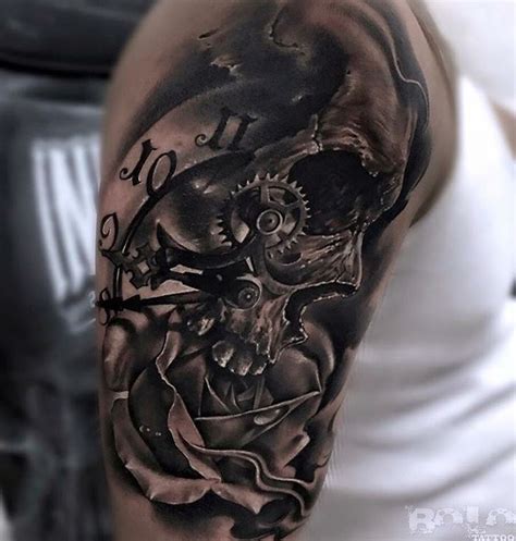 Skull With Rose Clock Sleeve