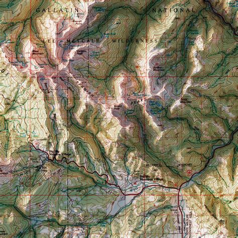 Big Sky, Montana 1989 Shaded Relief Map - Muir Way