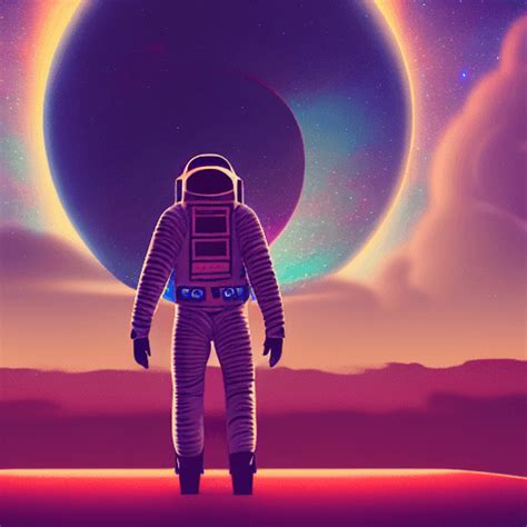 Retro Vibes Lonely Astronaut Galaxy Andromeda Spaceship Planet Ultra