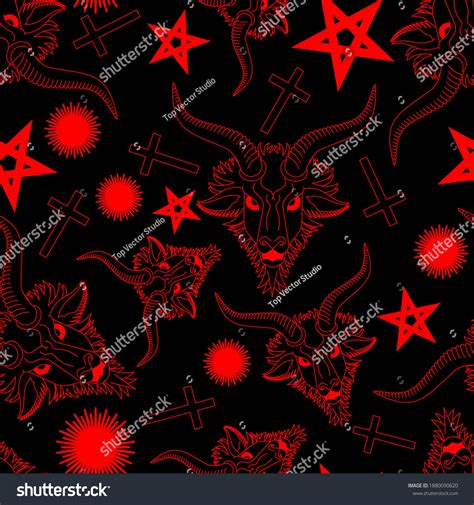 Baphomet Demon Pattern Seamless Satanic Background Stock Vector (Royalty Free) 1880090620 ...