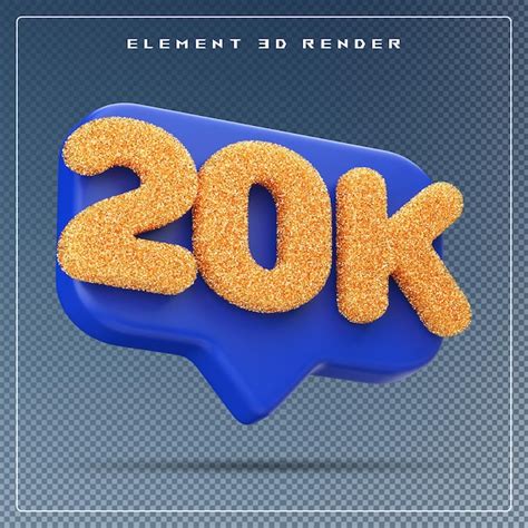 20k seguidores número azul suscribirse icono 3d Archivo PSD Premium