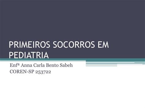 Pdf Primeiros Socorros Em Pediatria Governo Do Estado De