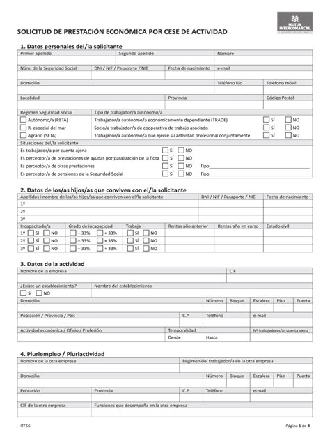 Completable En L Nea Solicitud De Prestaci N Econ Mica Por Cese De