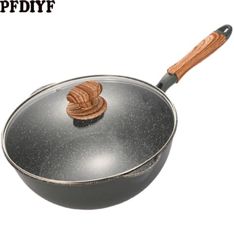 24 28 Cm Medical Stone Wok Non Stick Frying Pan Household Cooking Flat Bottomed Steak Pan