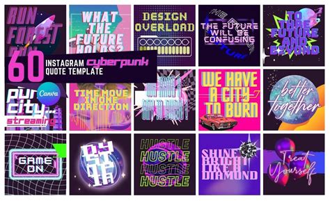 60 Instagram Cyberpunk Quote Template Canva Editable Quotes Templates Instagram Post Stories ...