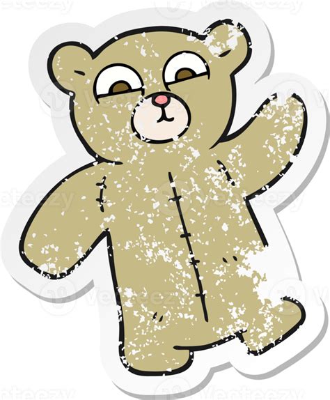 Retro Distressed Sticker Of A Cartoon Teddy Bear Png