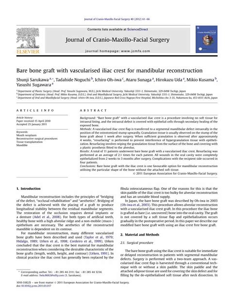 Pdf Bare Bone Graft With Vascularised Iliac Crest For Mandibular Reconstruction Dokumentips