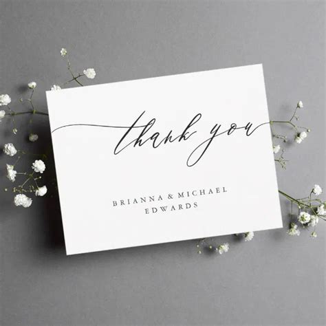 Simple Modern Calligraphy Thank You Card Zazzle