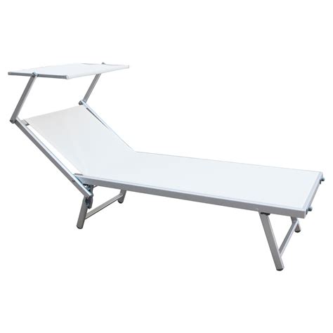 Chaise Longue De Plage En Aluminium Polyester Pvc Blanc X X