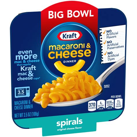 Kraft Easy Mac Big Bowl Spirals Macaroni and Cheese Dinner, 3.5 oz. Microwavable Bowl - Walmart ...