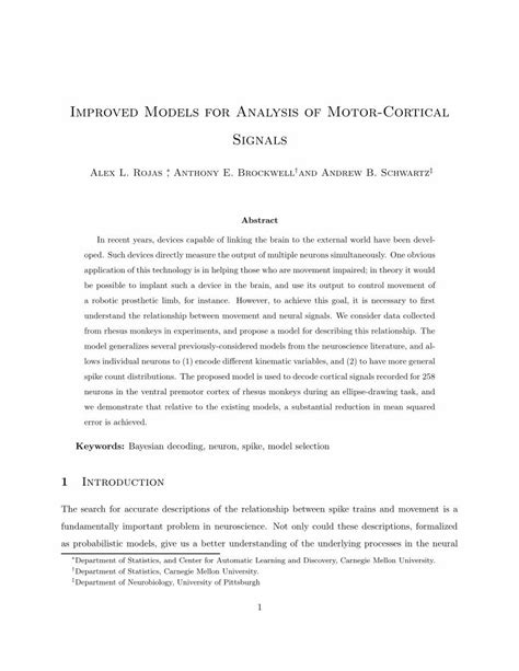 Pdf Improved Models For Analysis Of Motor Cortical Signalsimproved