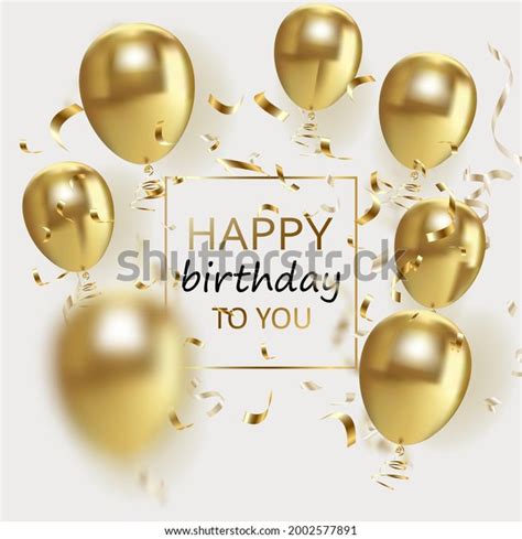 Happy Birthday Greeting Card Gold White Stock Vector (Royalty Free ...