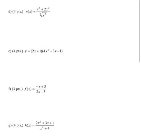 Solved Nx3x2x32x2 Y2x14x2−3x−1 Fx2x−5−x3