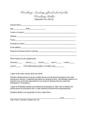 Fillable Online Woodbury Academy Registration Form Fax Email Print