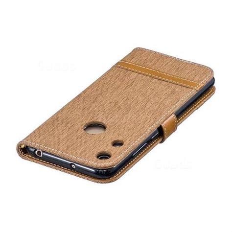 Jeans Cowboy Denim Leather Wallet Case For Huawei Honor 8A Brown