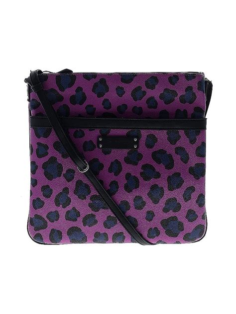 Vera Bradley 100 Leather Leopard Print Purple Leather Crossbody Bag