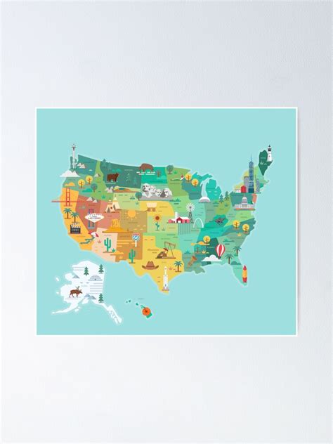 "USA tourist map" Poster for Sale by Antikwar | Redbubble