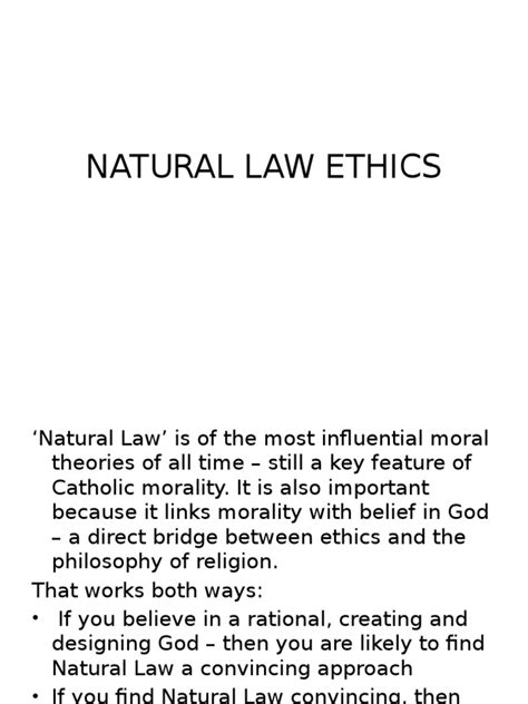 Natural Law Ethics Natural Law Reason