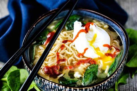 Spinach Ramen Noodle Soup with Poached Egg | How to Feed a Loon