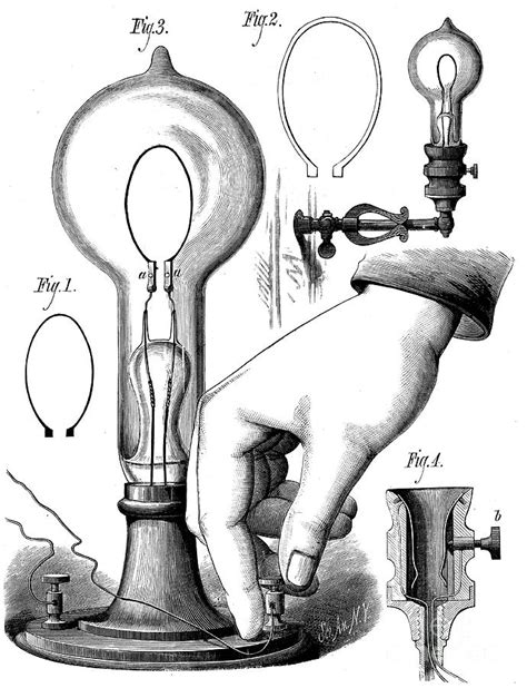 Edisons Carbon Filament Lamp 1880 By Print Collector