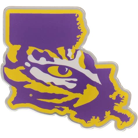 Lsu Tigers State Shape Acrylic Metallic Auto Emblem Lsu Tigers Car