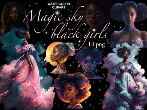 Black Girl Magic Clipart, Night Sky Art Graphic by FantasyDreamWorld ...